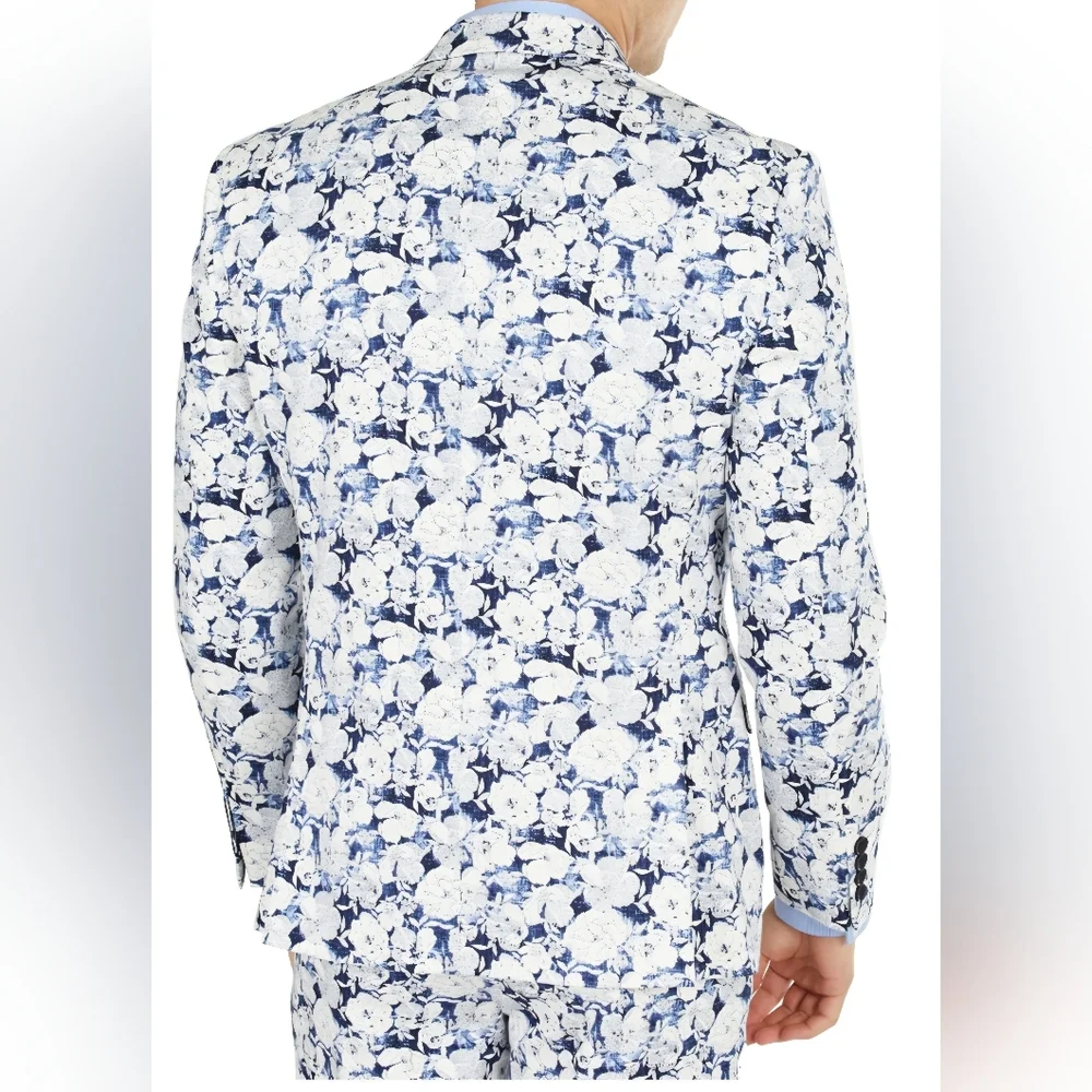 BAR III Mens Navy Single Breasted Floral Blazer Sport Coat Size 42R NWT BZ-3208